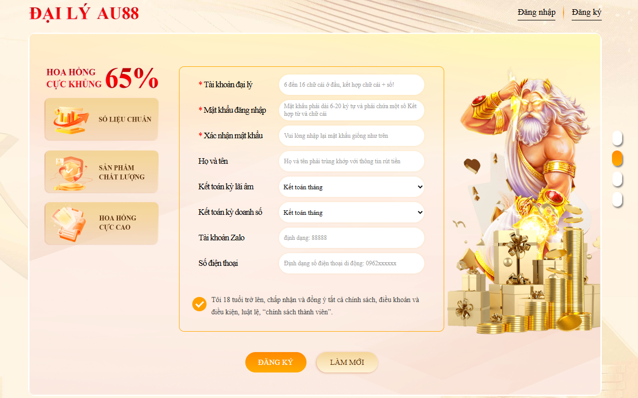 AU88 – TRANG CHỦ 33 Quy trình trở thành đại lý Au88 diễn ra vô cùng đơn giản.